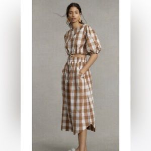 WhitNY for Anthropologie. Brown and white check set (top & skirt)